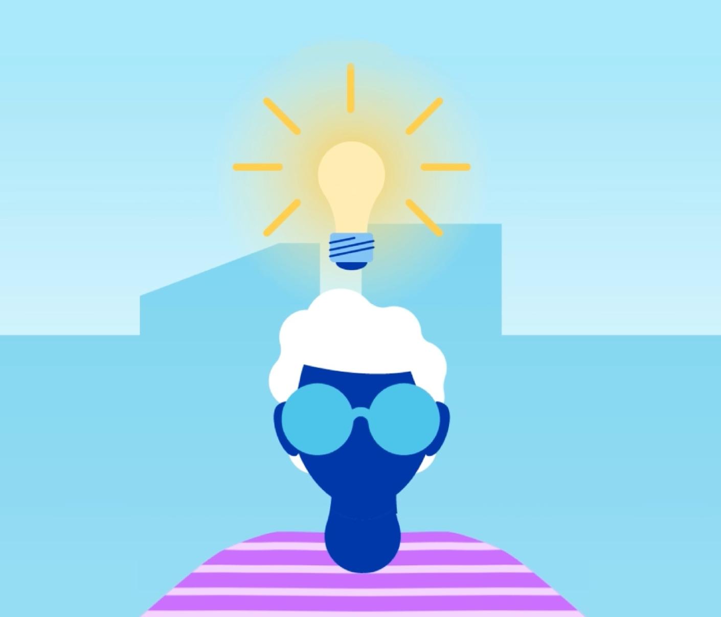 Person med en lyspære over hovedet