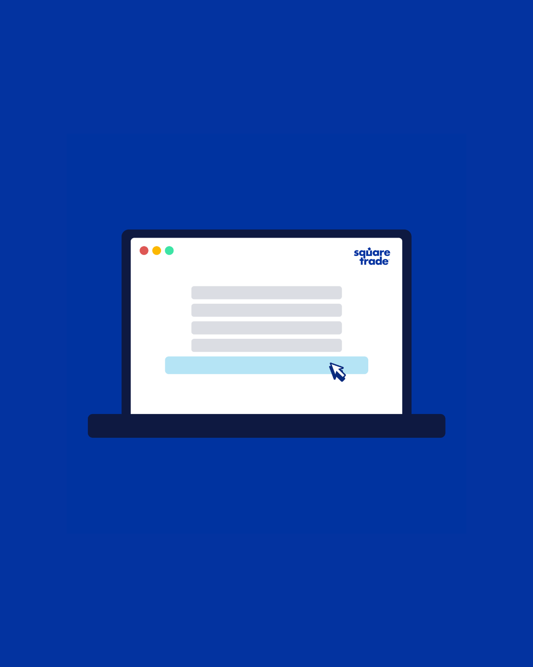 Laptop, auf dem die SquareTrade-Support-Center-Webseite angezeigt wird.