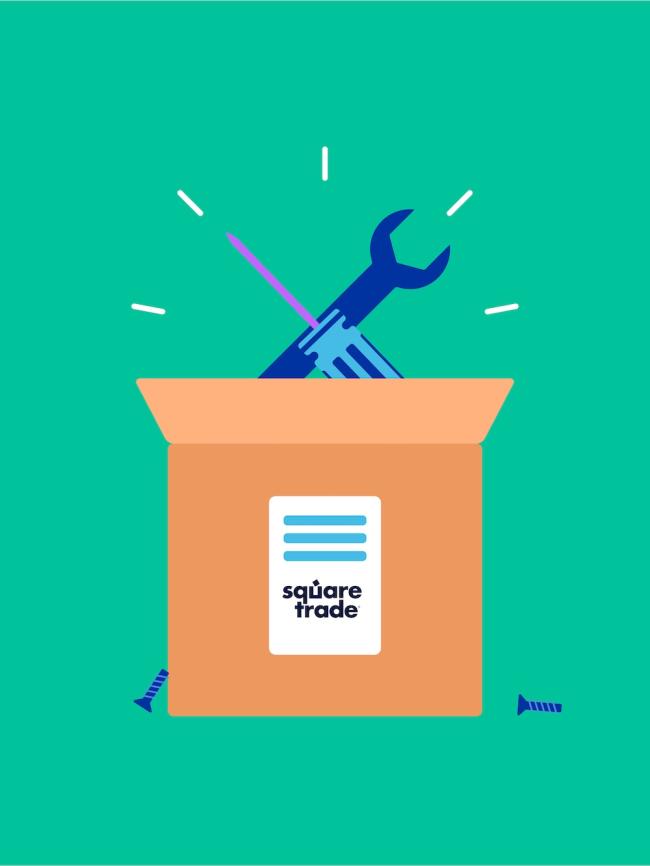 Fastnøkkel og skrutrekker som spretter ut av en pakke for å indikere innsending av enheten til reparasjon