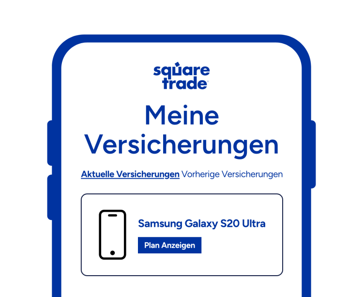 Darstellung des Online-Schadenportals, das die Option zeigt, eine Schadensmeldung für ein Smartphone zu melden.