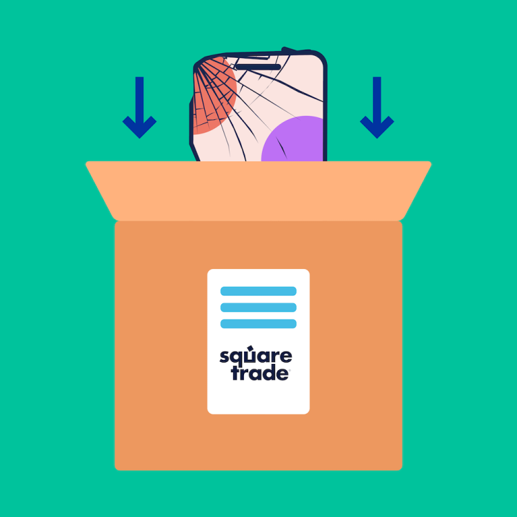 En ødelagt telefon bliver lagt i en pakke klar til afsendelse