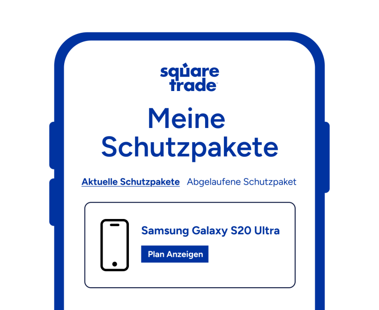 Darstellung des Online-Schadenportals, das die Option zeigt, eine Schadensmeldung für ein Smartphone zu melden.